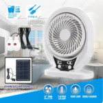 4-in-1 Solar Rechargeable Fan with LED Light & USB Charging (8” Portable Cooling Fan)