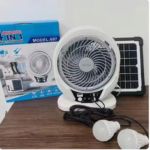 4-in-1 Solar Rechargeable Fan with LED Light & USB Charging (8” Portable Cooling Fan) - Image 4