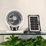 4-in-1 Solar Rechargeable Fan with LED Light & USB Charging (8” Portable Cooling Fan) - Image 2