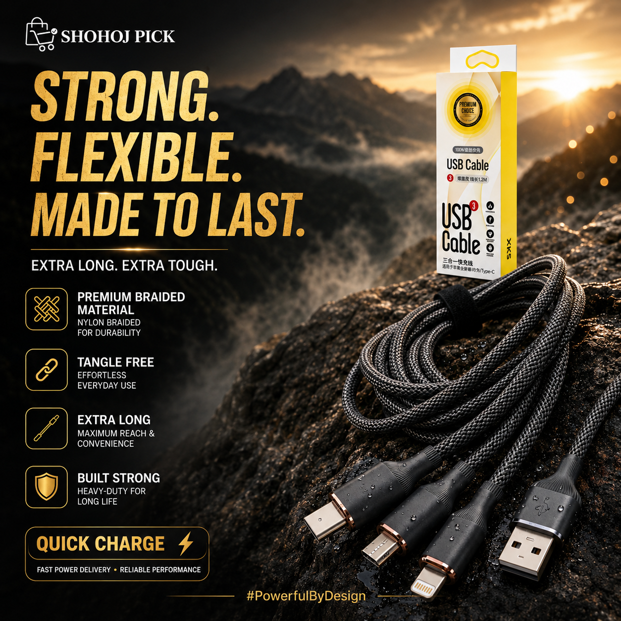 ChatGPT Image Aug 9, 2026, 07_27_53 PM Braided 3 In 1 Charging Cable /Micro USB /Type-C Phone Charger/ USBC Data Cable 2Meter Long - Image 1